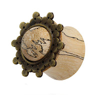 Load image into Gallery viewer, Holz Plug Tamarinde Punkte Dreiecke Afghan Style Brass gold - chic-net.de
