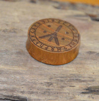 Load image into Gallery viewer, Holz Plug Teakholz Rune Leben Tod Punkte double flared - chic-net.de

