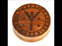 Load image into Gallery viewer, Holz Plug Teakholz Rune Leben Tod Punkte double flared - chic-net.de
