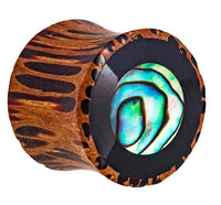 Load image into Gallery viewer, Holz Plug Tunnel Kokosholz Resin Paua Abalone Kreise schillernd Tribal Expander - chic-net.de
