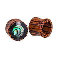 Load image into Gallery viewer, Holz Plug Tunnel Kokosholz Resin Paua Abalone Kreise schillernd Tribal Expander - chic-net.de
