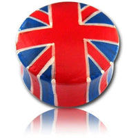 Load image into Gallery viewer, Holz Plug Union Jack Flagge rot blau weiß Tunnel Unisex Ohrschmuck Teakholz Ohrstecker Ohrringe - chic-net.de
