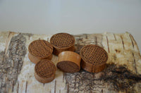 Cargar imagen en el visor de la galería, Holz Teakholz Plug Blume des Lebens double flared - chic-net.de
