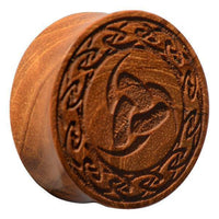 Load image into Gallery viewer, Holz Teakholz Plug Odins Horn Knotenrand double flared - chic-net.de
