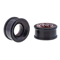 Load image into Gallery viewer, Holz Tunnel Bone Inlay Kranz Spiralen Tribal Plug handgeschnitzt Sonoholz Tamarindenholz Expander - chic-net.de
