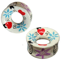 Cargar imagen en el visor de la galería, Holz Tunnel Herz Blume blau lila rot Plug Ohrschmuck Teakholz Ohrstecker Ohrringe Expander - chic-net.de
