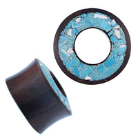 Load image into Gallery viewer, Holz Tunnel Sonoholz Crushed Türkis Stein Inlay Rim - chic-net.de
