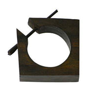 Load image into Gallery viewer, Holzcreolen Karo ca. 30 mm Ohrring Horn Pin Creolen schwarz Loch rund Tribal Organic - chic-net.de
