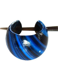 Cargar imagen en el visor de la galería, Holzcreolen Pin-Ohrringe Pin-Creolen Kokosholz Harz Damen Schmuck Blau Schwarz - chic-net.de
