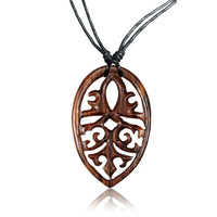 Load image into Gallery viewer, Holzkette Blatt Ornament Holz gemasert Sonoholz Baumwolle Unisex verstellbar - chic-net.de
