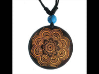 Load image into Gallery viewer, Holzkette golden Blume mehrlagig Türkis Stein Sonoholz Baumwolle verstellbar - chic-net.de
