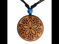 Load image into Gallery viewer, Holzkette golden Gravur Türkis Stein Sawoholz Baumwolle verstellbar unisex - chic-net.de
