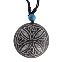 Cargar imagen en el visor de la galería, Holzkette silbern Gravur Türkis Stein Sonoholz Baumwolle verstellbar unisex - chic-net.de
