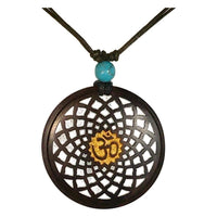 Cargar imagen en el visor de la galería, Holzkette Türkis verstellbar Baumwolle Anhänger filigran - chic-net.de
