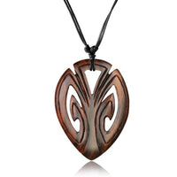 Cargar imagen en el visor de la galería, HolzketteTürkis verstellbar Baumwolle Kette Holz Spirale Thors Hammer Anker - chic-net.de
