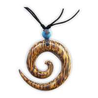 Cargar imagen en el visor de la galería, HolzketteTürkis verstellbar Baumwolle Kette Holz Spirale Thors Hammer Anker - chic-net.de
