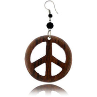 Load image into Gallery viewer, Holzohrringe braun schwarz Peace Perlen Tribal Ohrringe Holz Edelstahl Ohrhänger Damen Organic - chic-net.de

