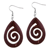 Load image into Gallery viewer, Holzohrringe braun Spirale Tropfen 4 cm Tribal Ohrringe Kokos Holz Edelstahl Ohrhänger Organic - chic-net.de
