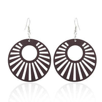 Cargar imagen en el visor de la galería, Holzohrringe bunt 5 cm rund Kreis Strahlen Ohrringe Holz Ohrhänger Organic Damen - chic-net.de
