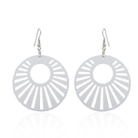 Cargar imagen en el visor de la galería, Holzohrringe bunt 5 cm rund Kreis Strahlen Ohrringe Holz Ohrhänger Organic Damen - chic-net.de
