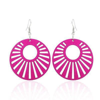 Cargar imagen en el visor de la galería, Holzohrringe bunt 5 cm rund Kreis Strahlen Ohrringe Holz Ohrhänger Organic Damen - chic-net.de
