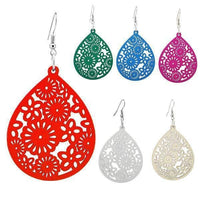 Cargar imagen en el visor de la galería, Holzohrringe bunt Blumen filigran 50 mm Tropfen Damen Ohrringe Holz Ohrhänger Organic - chic-net.de
