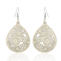 Cargar imagen en el visor de la galería, Holzohrringe bunt Blumen filigran 50 mm Tropfen Damen Ohrringe Holz Ohrhänger Organic - chic-net.de
