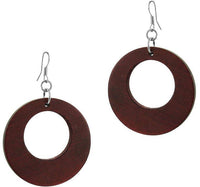 Load image into Gallery viewer, Holzohrringe Kreis Loch rot braun 40 mm Ohrringe Holz Edelstahl Ohrhänger Damen Organic Schmuck - chic-net.de
