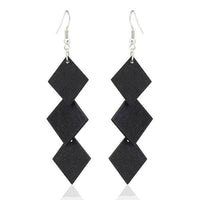 Load image into Gallery viewer, Holzohrringe Rauten lang 70 mm Tribal Ohrringe Holz bunt Edelstahl Ohrhänger Organic - chic-net.de
