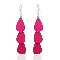 Cargar imagen en el visor de la galería, Holzohrringe Tropfen lang 68 mm Tribal Ohrringe Holz bunt Edelstahl Ohrhänger Organic - chic-net.de
