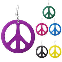 Cargar imagen en el visor de la galería, Holzohrrringe Holz rund Peace 50 mm Ø Edelstahl nickelfrei Ohrringe bunt Tribal Ohrhänger - chic-net.de

