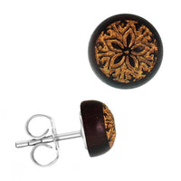 Load image into Gallery viewer, Holzohrstecker Edelstahl Sonoholz rund 8mm gold Motive - chic-net.de
