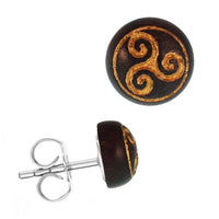 Load image into Gallery viewer, Holzohrstecker Edelstahl Sonoholz rund 8mm gold Motive - chic-net.de
