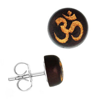 Load image into Gallery viewer, Holzohrstecker Edelstahl Sonoholz rund 8mm gold Motive - chic-net.de
