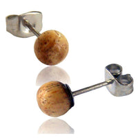 Load image into Gallery viewer, Holzohrstecker Ohrstecker Edelstahl braun hell  7 mm Kugel unisex - chic-net.de
