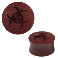 Load image into Gallery viewer, Holzplug Biohazard Gravur Rosenholz handgeschnitzt Holz Plug Tunnel Expander - chic-net.de
