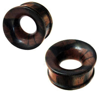 Cargar imagen en el visor de la galería, Holztunnel Tigerholz dunkelbraun natürliche Maserung gewölbt handgeschnitzt Tribal Holz Tunnel Plug - chic-net.de

