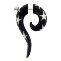 Cargar imagen en el visor de la galería, Horn Fake Piercing schwarz Spirale weiß Sterne Fragezeichen 6mm - chic-net.de
