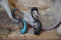 Cargar imagen en el visor de la galería, Horn Piercing Dehnschnecke Türkis Inlay Träne Mini Hook - chic-net.de
