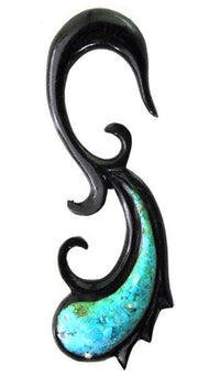 Cargar imagen en el visor de la galería, Horn Piercing Dehnschnecke Türkis Inlay Träne Mini Hook - chic-net.de
