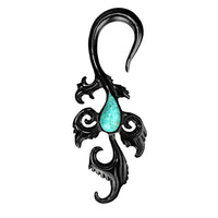 Cargar imagen en el visor de la galería, Horn Piercing Dehnspirale Türkis Inlay Feder Pfau - chic-net.de
