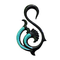 Cargar imagen en el visor de la galería, Horn Piercing Dehnspirale Türkis Inlay Fishtail Schwan - chic-net.de
