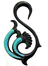 Cargar imagen en el visor de la galería, Horn Piercing Dehnspirale Türkis Inlay Fishtail Schwan - chic-net.de
