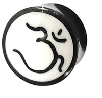 Cargar imagen en el visor de la galería, Horn Plug Om schwarz weiß Flesh Tunnel Hornplug - chic-net.de
