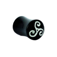 Cargar imagen en el visor de la galería, Horn Plug schwarz Bone Inlay Spiralen Organic Expander Tribal Piercing Ohrstecker Tunnel - chic-net.de
