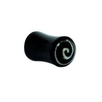 Cargar imagen en el visor de la galería, Horn Plug schwarz Bone Inlay weiß Spirale Organic Expander Tribal Piercing Tunnel Ohrstecker - chic-net.de

