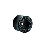 Load image into Gallery viewer, Horn Tunnel schwarz mit Ornamente Bone Inlay Tribal Buffalo Horntunnel Büffelhorn Plug Expander Ohrstecker - chic-net.de
