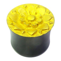 Cargar imagen en el visor de la galería, Hornplug Plug Horn Blume gold Farbe schwarz Flesh Tunnel Lobe Expander - chic-net.de
