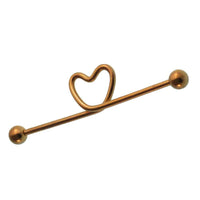 Load image into Gallery viewer, Industrial Piercing Edelstahl Titan beschichtet,golden mit Herz,Kugel Verschluss - chic-net.de
