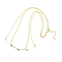 Load image into Gallery viewer, Kette 18 karat vergoldet zweilagig Bogen Perlen Stein blau weiß nickelfrei Karabiner verstellbar - chic-net.de
